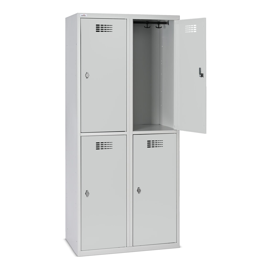Número de imagen del producto 9: Taquilla Steinbock®, apoyada en el suelo, 2 pisos, 4 compartimentos, cerradura de manivela, HxAxF 1.800 x 800 x 500 mm, gris claro/gris antracita