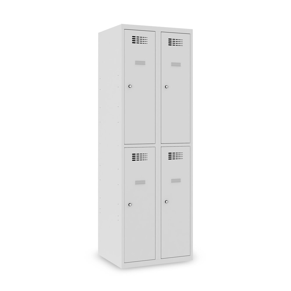 Imagen del producto: Taquilla Steinbock®, apoyada en el suelo, 2 pisos, 4 compartimentos, cerradura de manivela, HxAxF 1.800 x 600 x 500 mm, gris claro/gris antracita