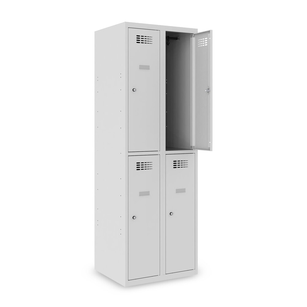Número de imagen del producto 9: Taquilla Steinbock®, apoyada en el suelo, 2 pisos, 4 compartimentos, cerradura de manivela, HxAxF 1.800 x 600 x 500 mm, gris claro/gris antracita