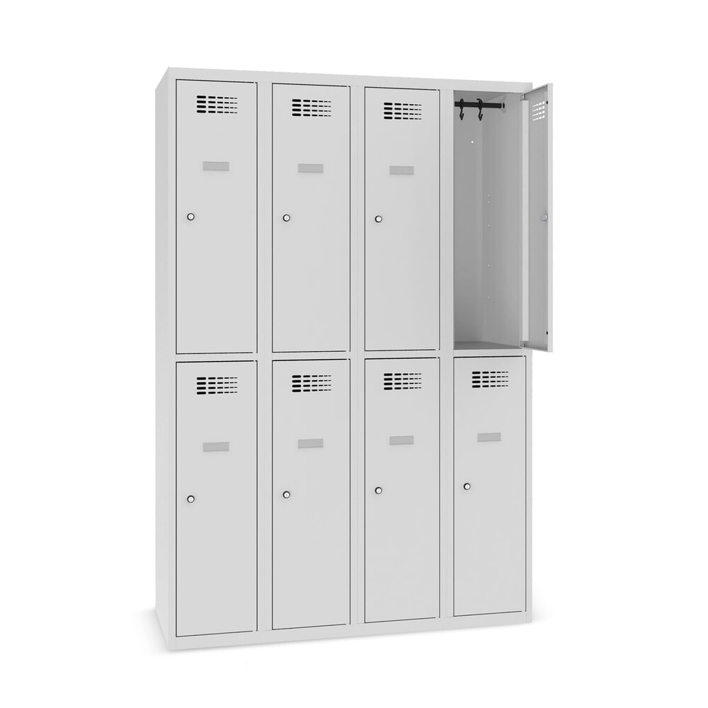 Número de imagen del producto 8: Taquilla Steinbock®, apoyada en el suelo, 2 pisos, 8 compartimentos, cerradura cilíndrica, HxAxF 1.800 x 1.200 x 500 mm, gris claro/gris antracita
