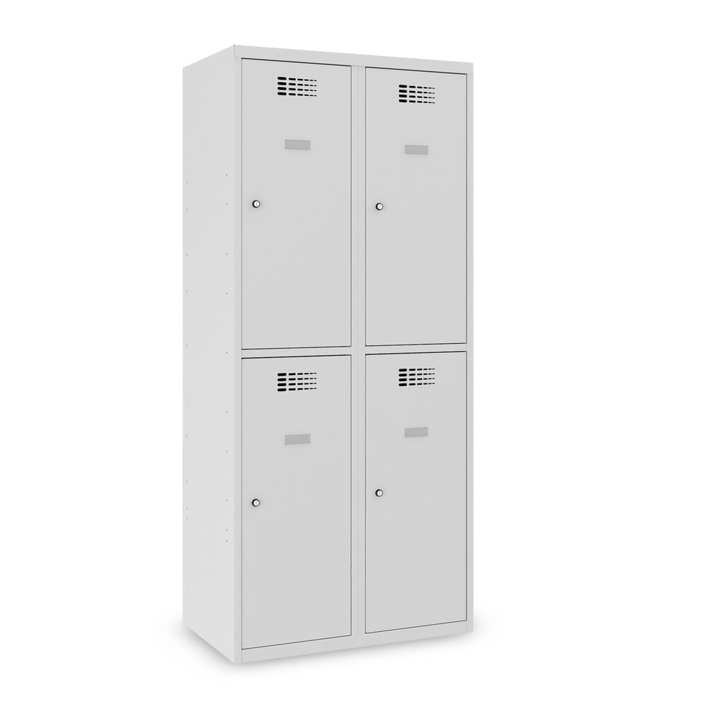 Número de imagen del producto 1: Taquilla Steinbock®, apoyada en el suelo, 2 pisos, 4 compartimentos, cerradura cilíndrica, HxAxF 1.800 x 800 x 500 mm, gris claro/gris antracita