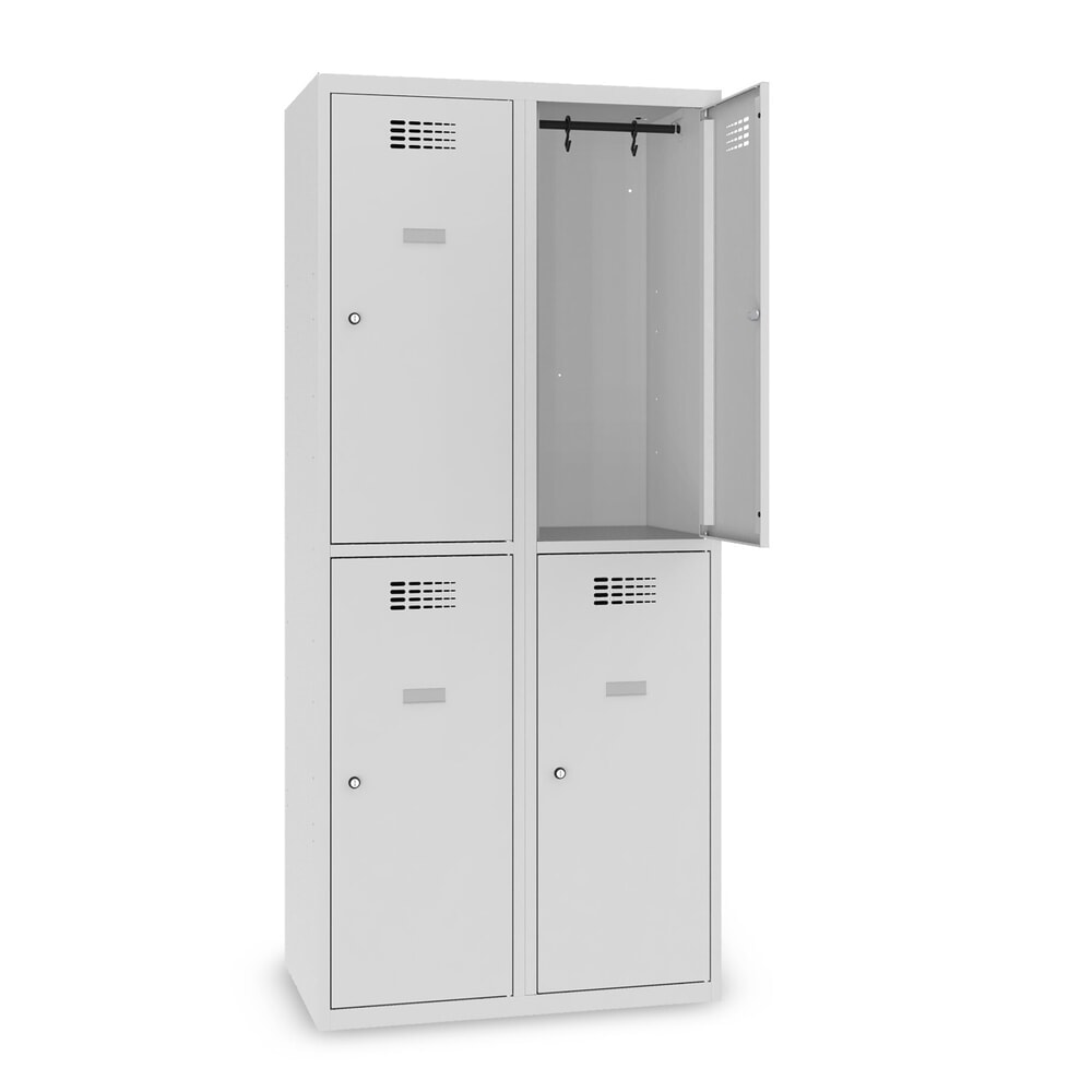 Número de imagen del producto 6: Taquilla Steinbock®, apoyada en el suelo, 2 pisos, 4 compartimentos, cerradura cilíndrica, HxAxF 1.800 x 800 x 500 mm, gris claro/gris antracita