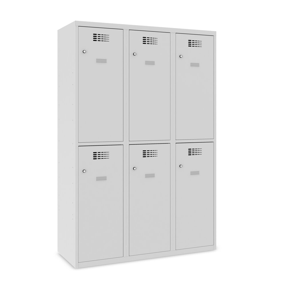 Número de imagen del producto 1: Taquilla Steinbock®, apoyada en el suelo, 2 pisos, 6 compartimentos, cerradura de manivela, HxAxF 1.800 x 1200 x 500 mm, gris claro/gris antracita