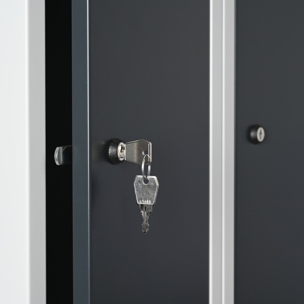 Número de imagen del producto 3: Taquilla Steinbock®, apoyada en el suelo, 3 departamentos, cerradura cilíndrica, HxAxF 1.800 x 900 x 500 mm, gris claro/gris antracita