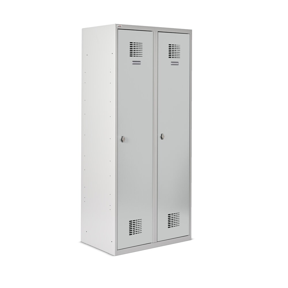 Número de imagen del producto 7: Taquilla Steinbock® con zócalo, 2 departamentos, tabique de separación central, cerradura de manivela, HxAxF 1.800 x 800 x 500 mm, gris claro/gris antracita