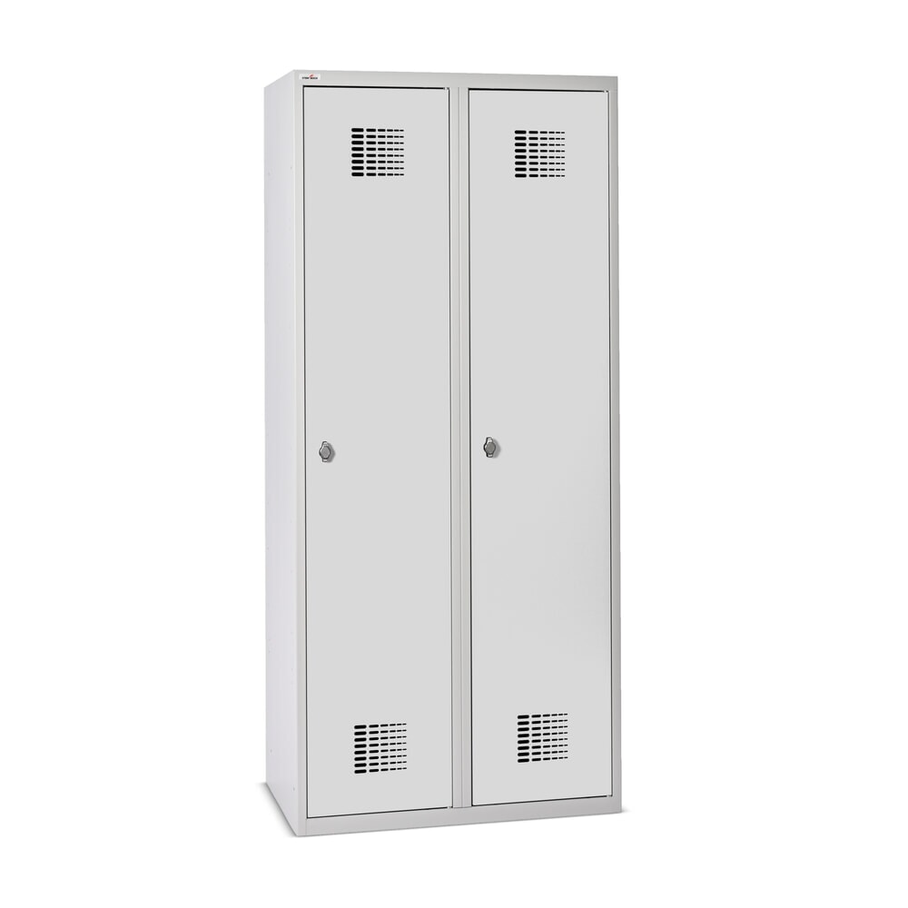 Imagen del producto: Taquilla Steinbock® con zócalo, 2 departamentos, tabique de separación central, cerradura de manivela, HxAxF 1.800 x 800 x 500 mm, gris claro/gris antracita