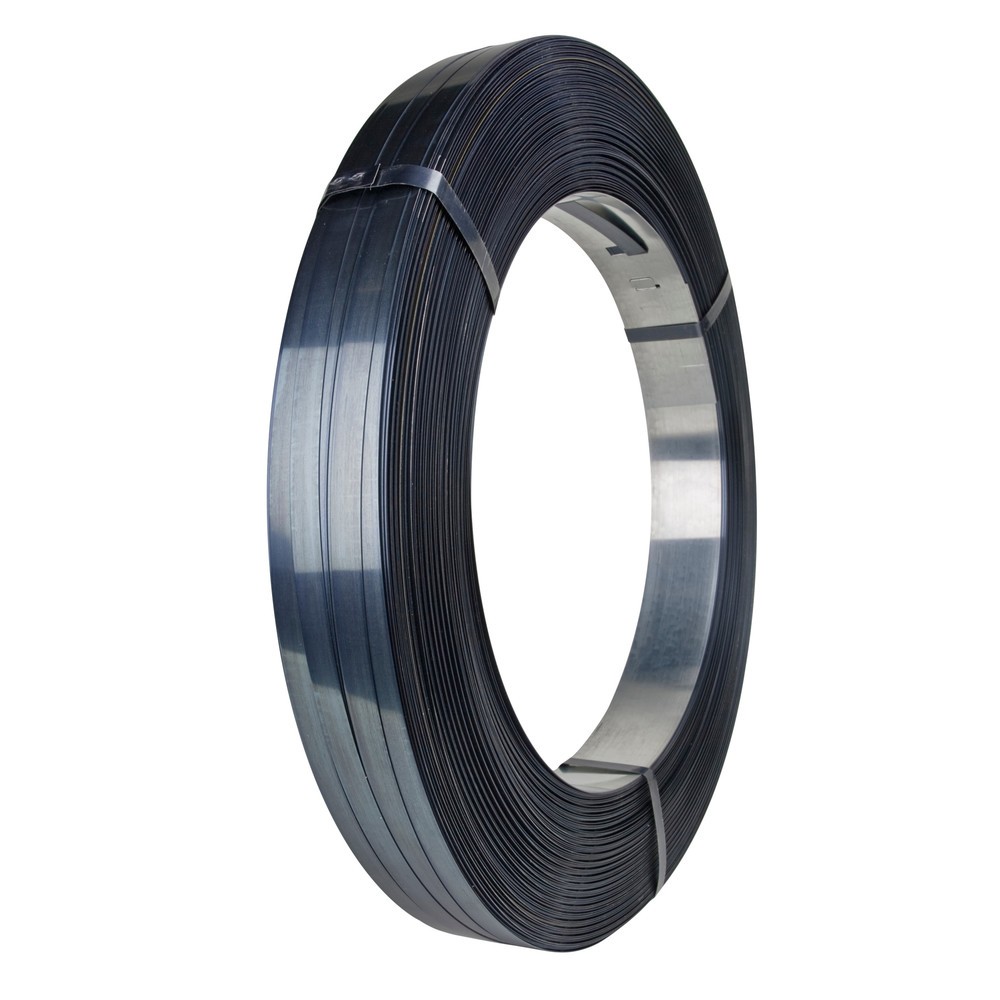 Imagen del producto: tira de acero de embalaje azul+encerado, 12,7 x 0,5 mm, bobinado de disco