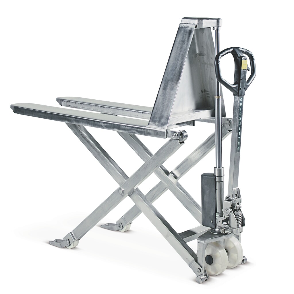 Imagen del producto: Transpaleta de tijera de acero inoxidable, capacidad de carga 1.000 kg, longitud de horquilla 1.150 mm