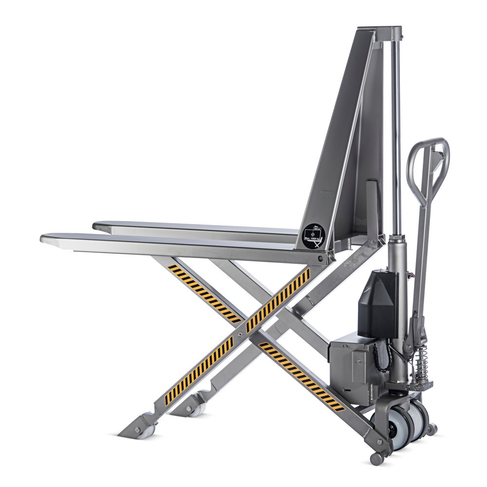 Número de imagen del producto 3: Transpaleta de tijera de acero inoxidable INOX PRO, electrohidráulica, LH 1.200 mm, nailon