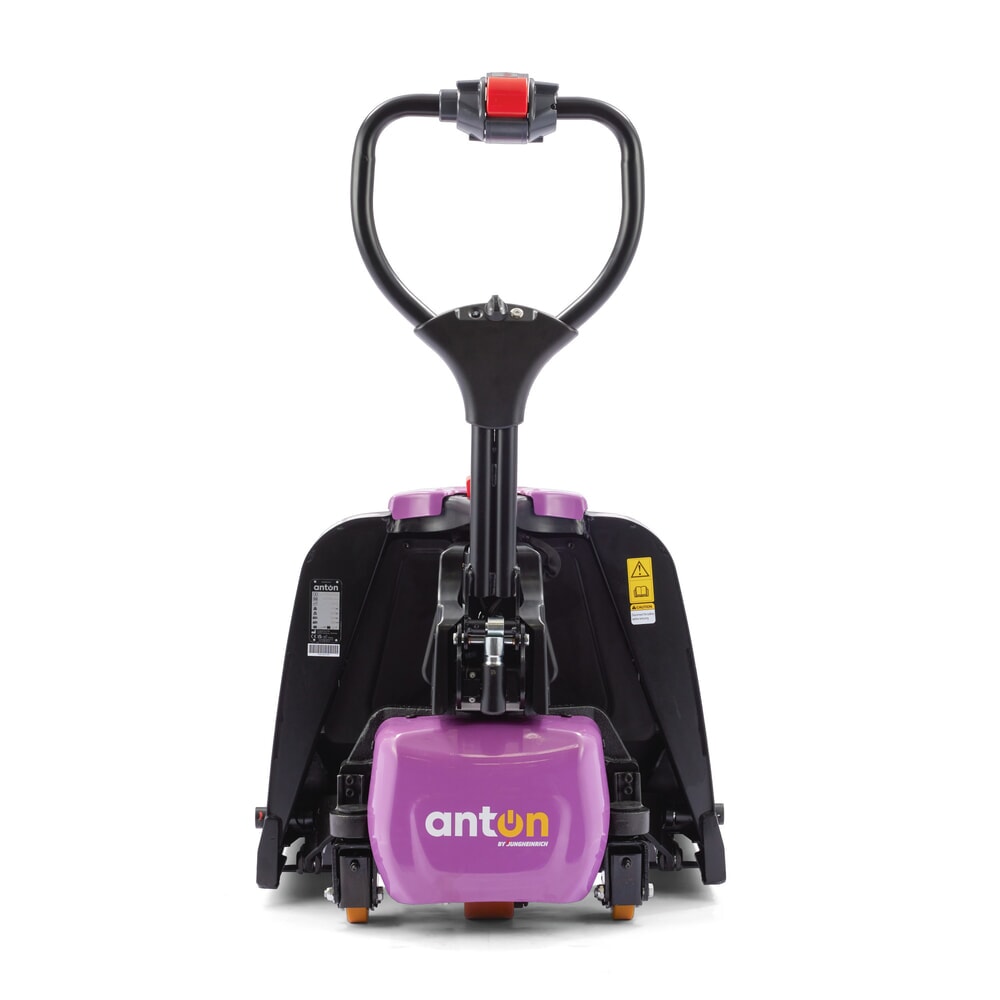 Número de imagen del producto 2: Transpaleta eléctrica AntOn de Jungheinrich PTL 1.5 con ruedas de apoyo, extra ancha para palets especiales, capacidad de carga 1.500 kg, longitud de horquilla 1.150 mm