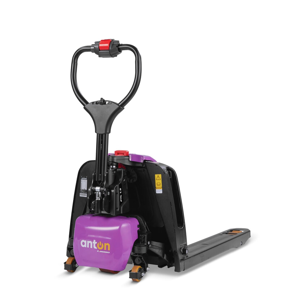 Número de imagen del producto 3: Transpaleta eléctrica AntOn de Jungheinrich PTL 1.5 con ruedas de apoyo, extra ancha para palets especiales, capacidad de carga 1.500 kg, longitud de horquilla 1.150 mm