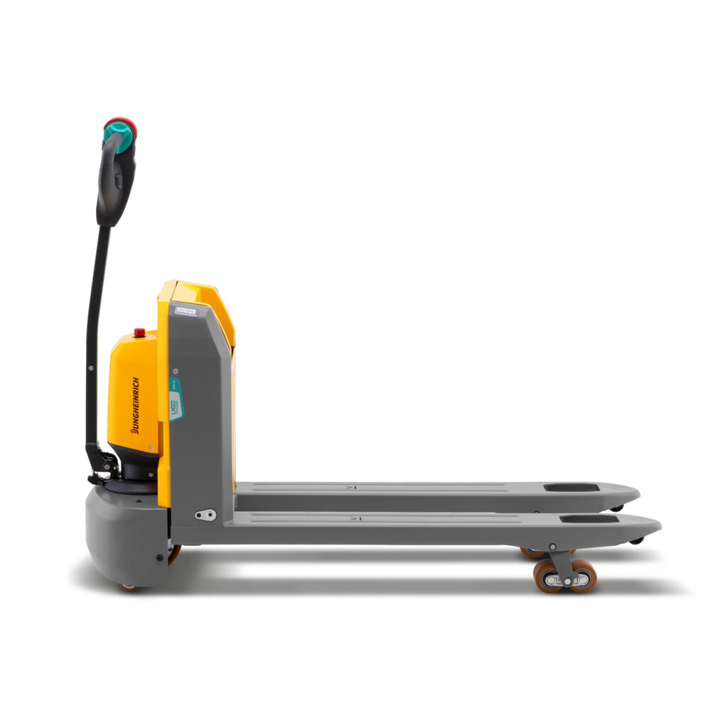 Número de imagen del producto 2: Transpaleta eléctrica Jungheinrich AME 15, capacidad de carga 1.500 kg, longitud de horquilla 1.150 mm, ancho de horquilla especial 670 mm, rodillos en tándem