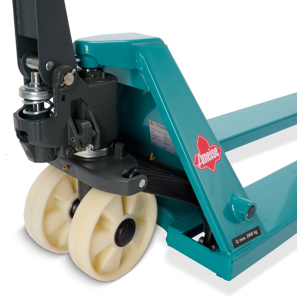Número de imagen del producto 4: Transpaleta manual Ameise® PTM 2.0, capacidad de carga 2.000 kg, longitud de horquilla 1.800 mm, nailon, rodillos en tándem