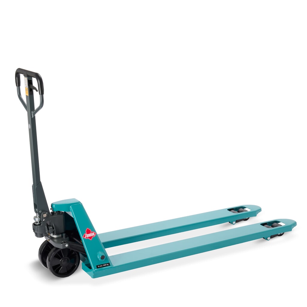 Transpaleta manual Ameise® PTM 2.0, capacidad de carga 2.000 kg, longitud de horquilla 1.500 mm, poliuretano, rodillos en tándem Imagen del producto: Transpaleta manual Ameise® PTM 2.0, capacidad de carga 2.000 kg, longitud de horquilla 1.500 mm, poliuretano, rodillos en tándem