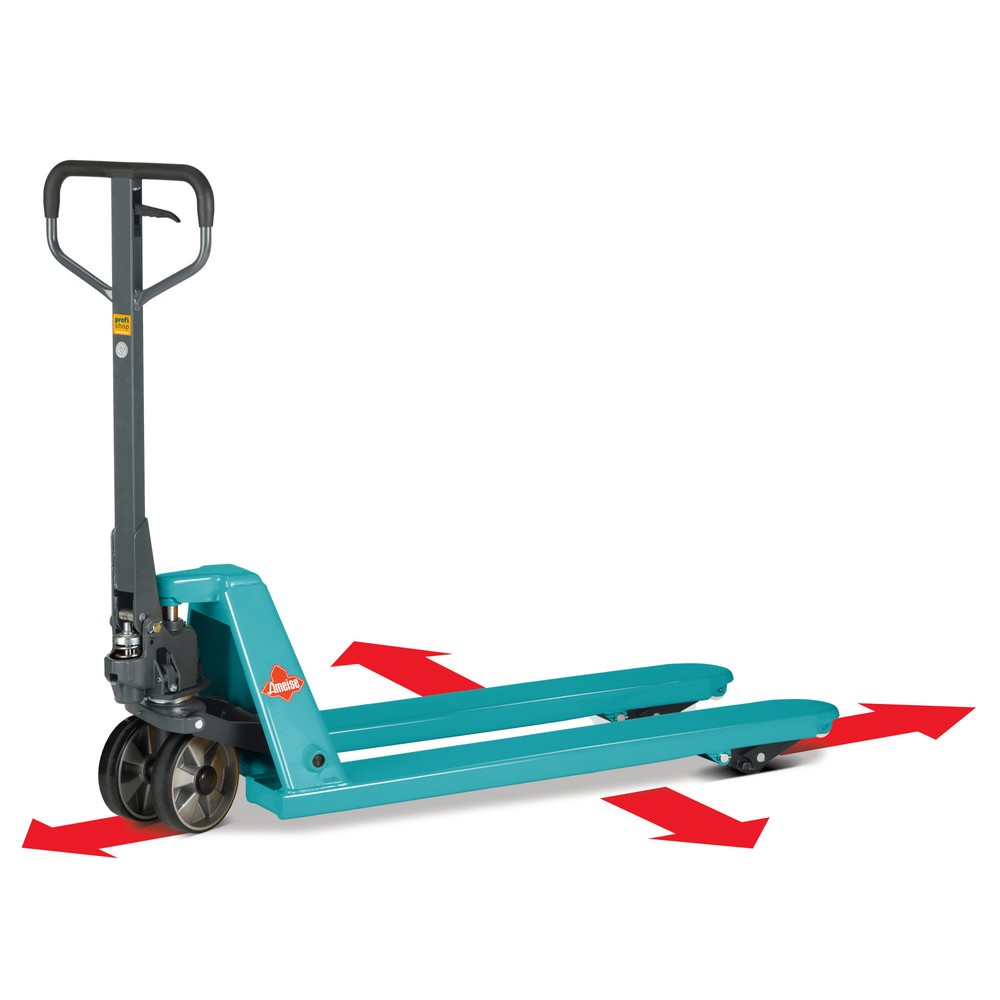Imagen del producto: Transpaleta manual de 4 direcciones Ameise® PTM 2.5 Cross, con capacidad de carga de carga 2.500 kg/1.500 kg, longitud de horquilla de 1.150 mm, poliuretano
