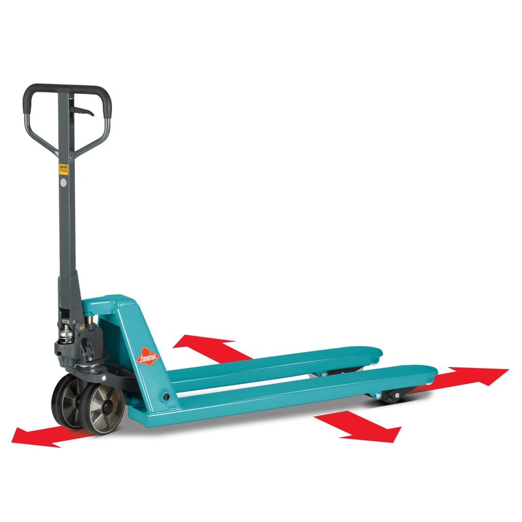 Imagen del producto: Transpaleta manual de 4 direcciones Ameise® PTM 2.5 Cross, con capacidad de carga de carga 2.500 kg/1.500 kg, longitud de horquilla de 1.150 mm, poliuretano