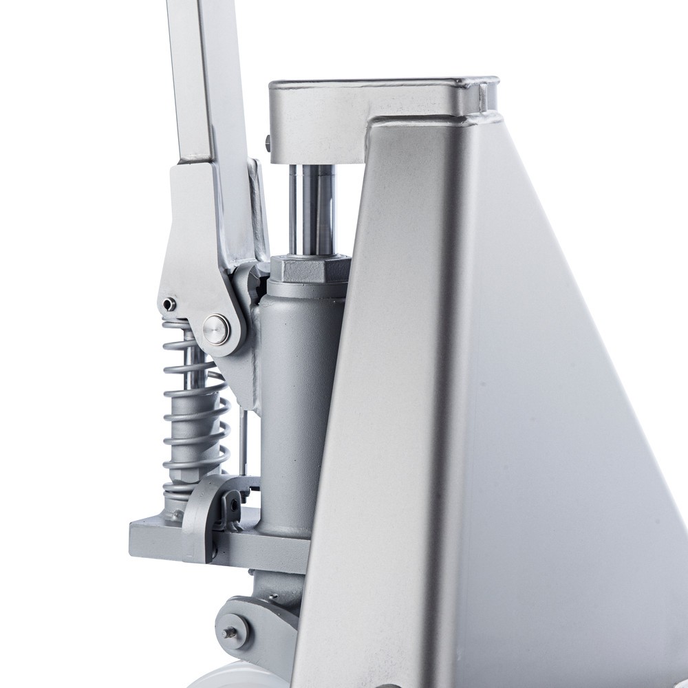 Número de imagen del producto 2: Transpaleta manual de acero inoxidable INOX, LH 1.130 mm, nailon, rodillos en tándem