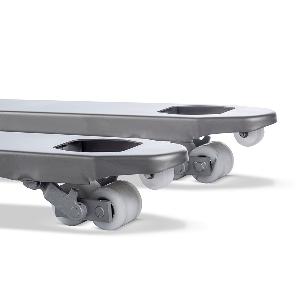 Número de imagen del producto 4: Transpaleta manual de acero inoxidable INOX, LH 1.130 mm, nailon, rodillos en tándem