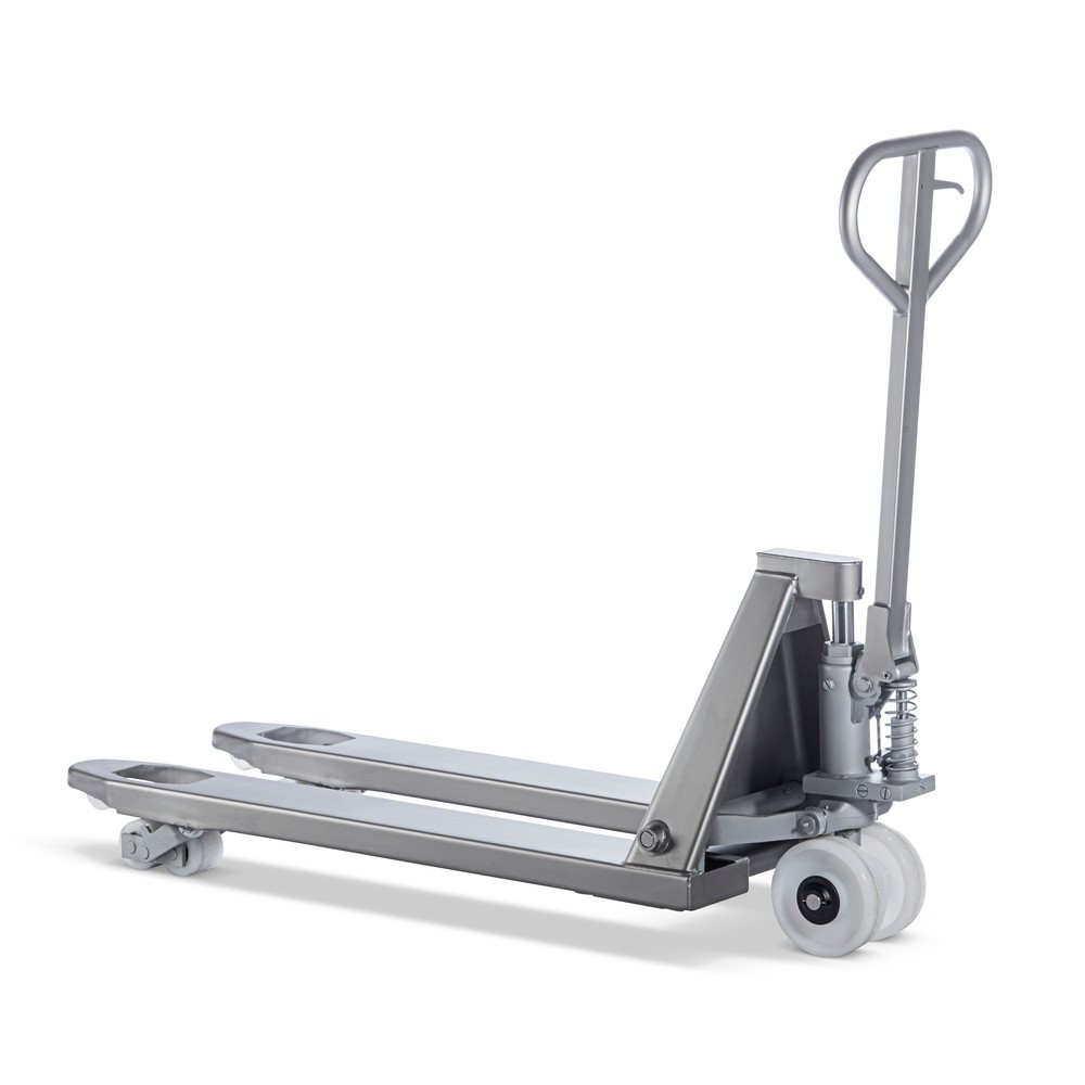 Número de imagen del producto 6: Transpaleta manual de acero inoxidable INOX, LH 1.130 mm, nailon, rodillos en tándem