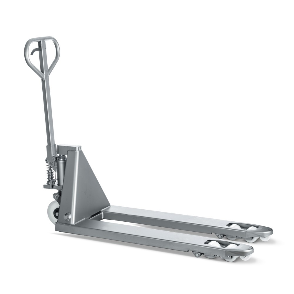 Número de imagen del producto 7: Transpaleta manual de acero inoxidable INOX, LH 1.130 mm, nailon, rodillos en tándem