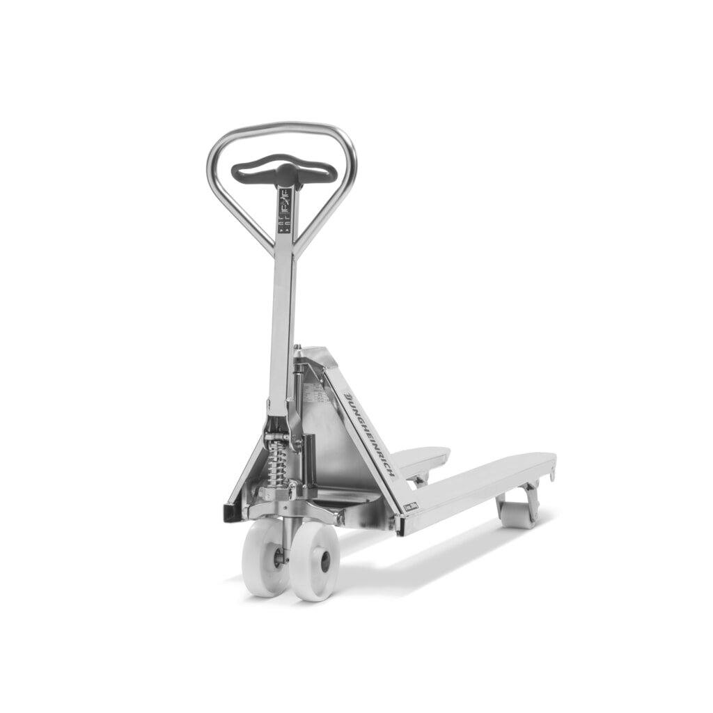 Número de imagen del producto 2: Transpaleta manual de acero inoxidable Jungheinrich AM I20p, versión profesional, capacidad de carga 2.000 kg, horquilla de ancho especial 680 mm, longitud de horquilla 1.220 mm, nailon, rodillos tándem