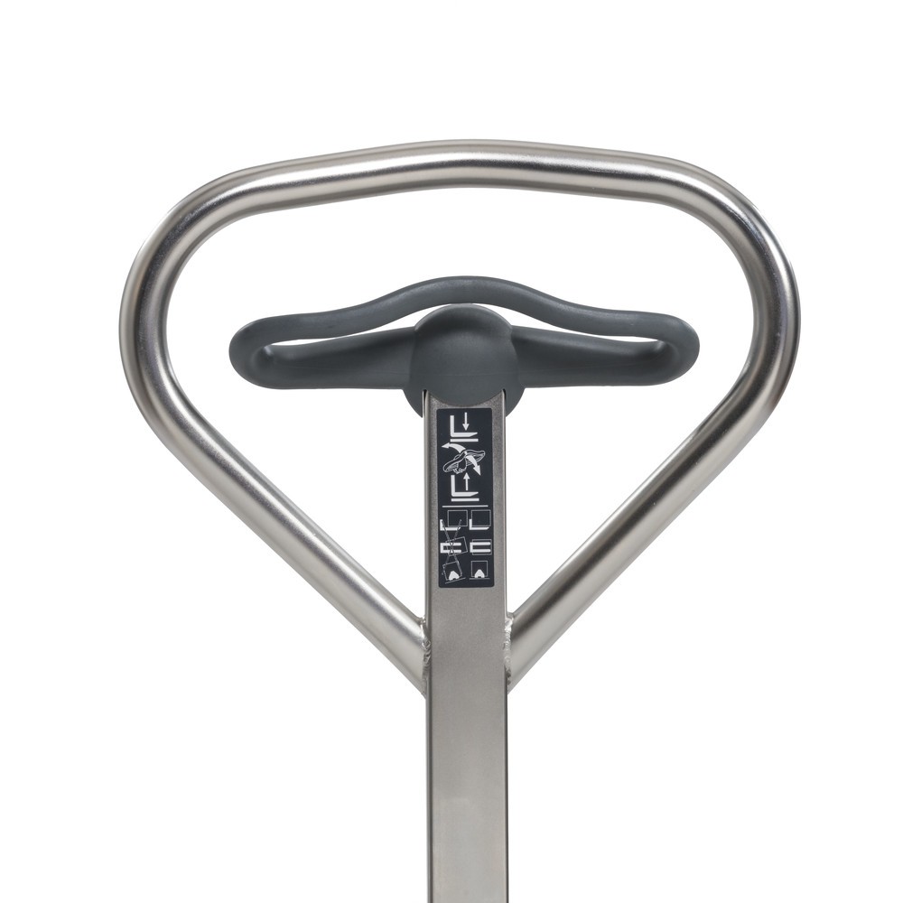 Número de imagen del producto 4: Transpaleta manual de acero inoxidable Jungheinrich AM I20p, versión profesional, capacidad de carga 2.000 kg, horquilla de ancho especial 680 mm, longitud de horquilla 810 mm, nailon, rodillos tándem