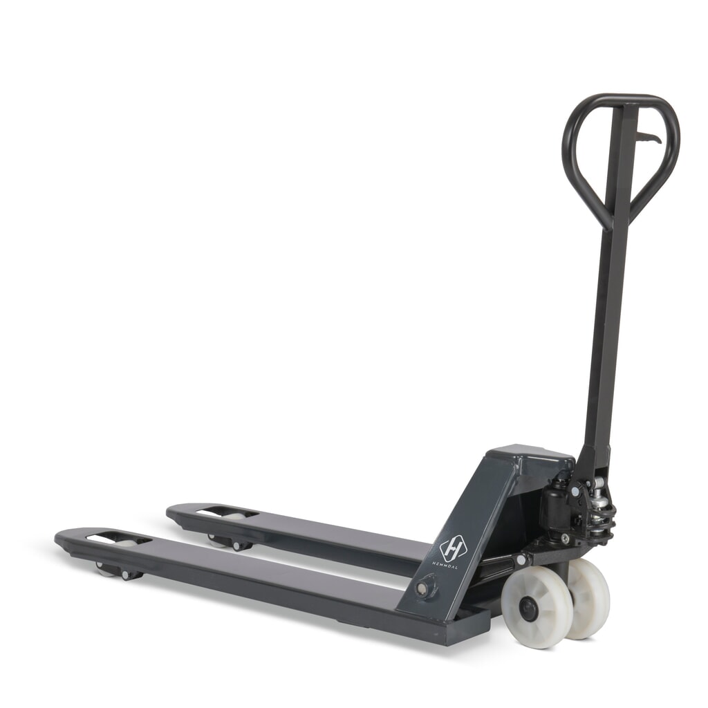 Transpaleta manual HEMMDAL PTM 2.0, capacidad de carga 2.000 kg, longitud de horquilla 1.150 mm, nailon/nailon, rodillos simples Imagen del producto: Transpaleta manual HEMMDAL PTM 2.0, capacidad de carga 2.000 kg, longitud de horquilla 1.150 mm, nailon/nailon, rodillos simples