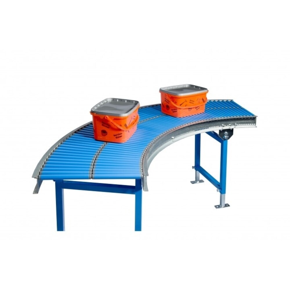 Número de imagen del producto 2: transportador de rodillos pequeños, rodillos de plástico, curva de 90°, eje de resorte, diámetro 20 mm, ancho 400 mm