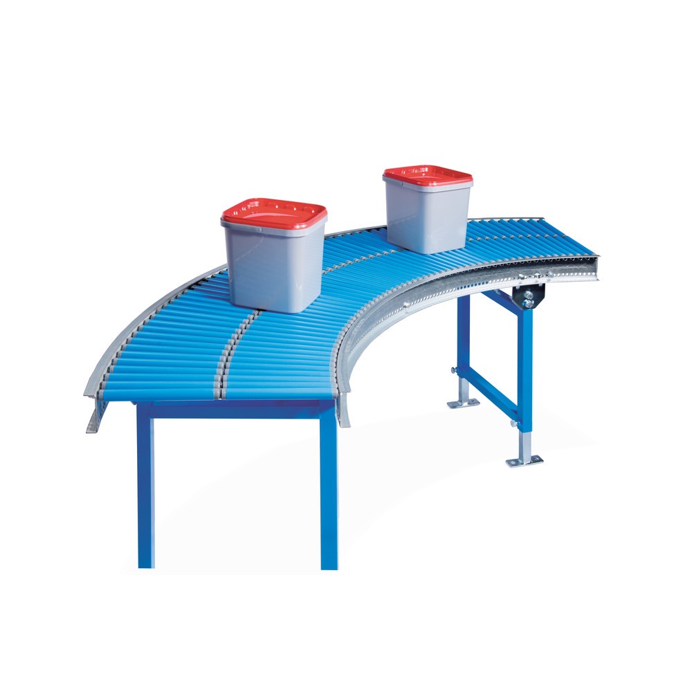 Número de imagen del producto 2: Transportador de rodillos pequeños, rodillos de plástico, curva de 90°, eje roscado, diámetro 30 mm, ancho 300 mm