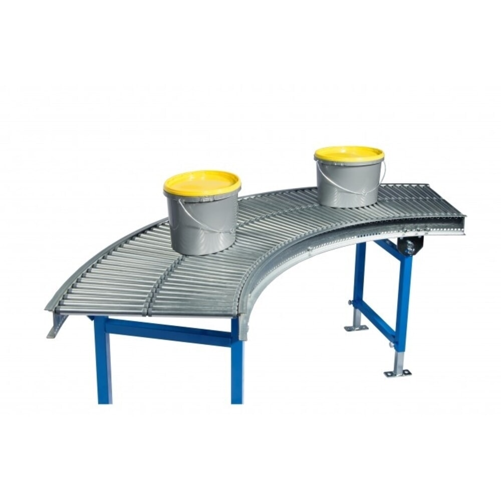 Número de imagen del producto 2: transportador de rodillos pequeños, rodillos de tubo de acero, curva de 90°, ancho de banda 500 mm, distancia al centro 25 mm