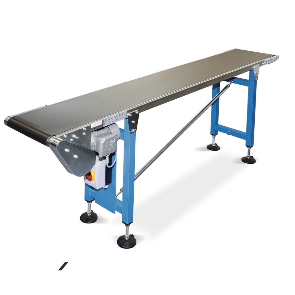 Transportador de cinta, máx. 15 kg/m, anchura de la cinta 300 mm, longitud 4 m Imagen del producto: Transportador de cinta, máx. 15 kg/m, anchura de la cinta 300 mm, longitud 4 m