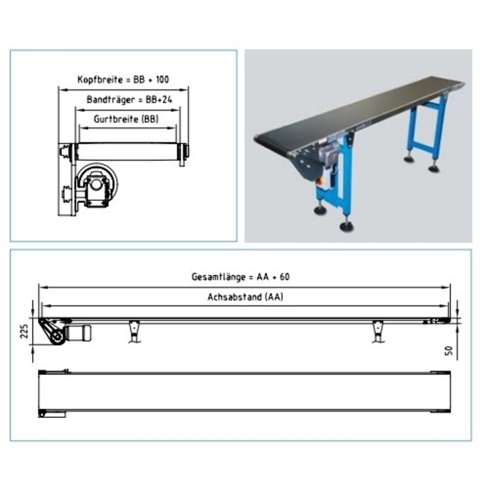 Transportador de cinta, máx. 15 kg/m, anchura de la cinta 400 mm, longitud 2,5 m Número de imagen del producto 2: Transportador de cinta, máx. 15 kg/m, anchura de la cinta 400 mm, longitud 2,5 m