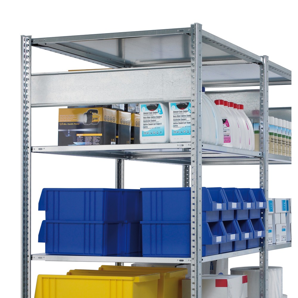 Número de imagen del producto 2: Travesaño longitudinal para estantería de cargas pequeñas SCHULTE, gris claro, anchura 1.300 mm, para balda MULTIplus85/150