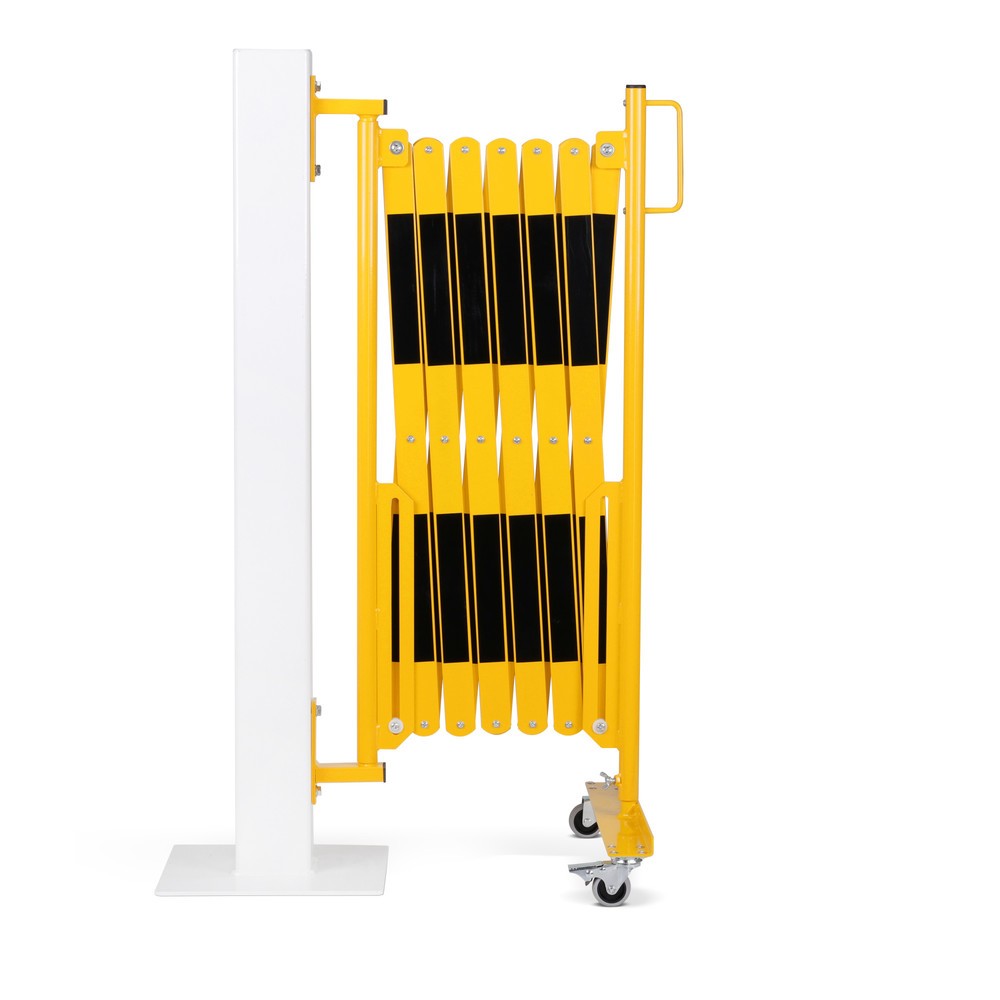 Número de imagen del producto 1: Rejilla valla de tijera de una cara, rodillos, montaje en la pared, 4.000 mm, negro/amarillo