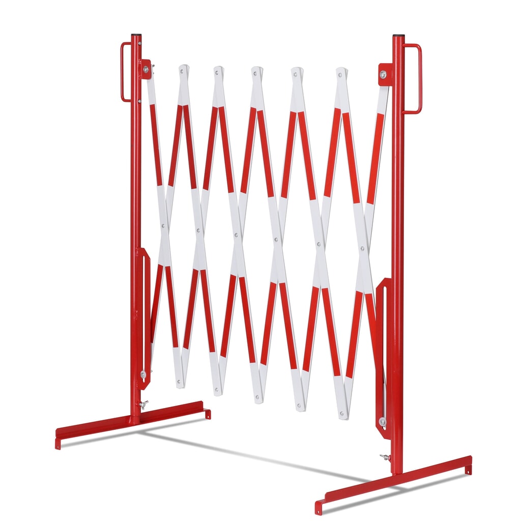 Rejilla de tijera, soporte en ambos lados, ancho 3.600 mm, rojo/blanco Número de imagen del producto 6: Rejilla de tijera, soporte en ambos lados, ancho 3.600 mm, rojo/blanco