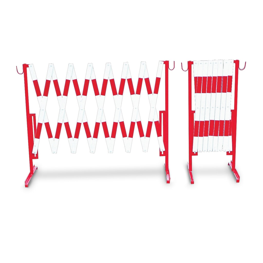 Imagen del producto: Valla de tijera de acero, rojo/blanco