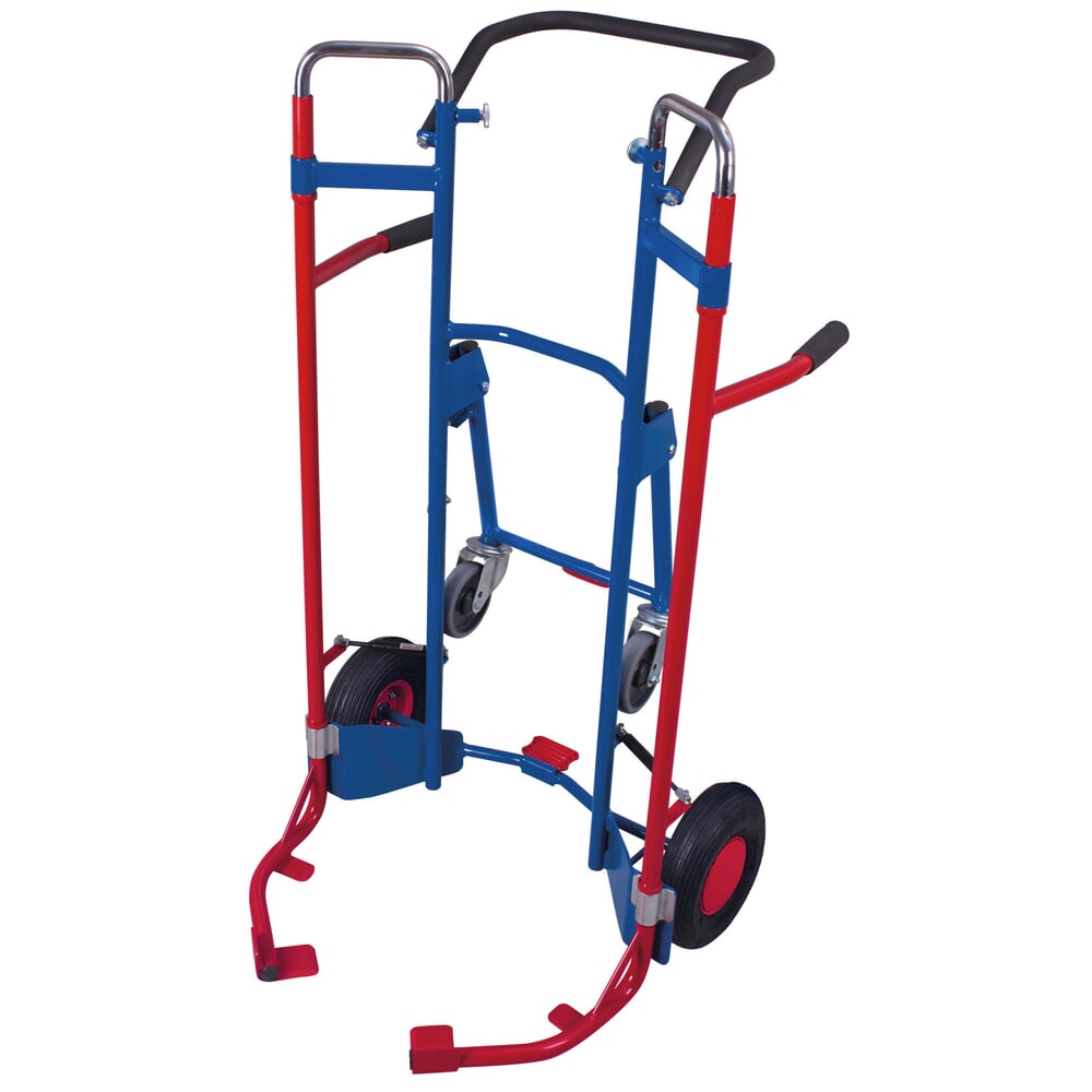 VARIOfit® Reifen-Sackkarre aus Stahl, Tragkraft 200 kg, für 10 Reifen, Luft-Bereifung, mit Stützrädern und Teleskopauszug, enzianblau Imagen del producto: VARIOfit® Reifen-Sackkarre aus Stahl, Tragkraft 200 kg, für 10 Reifen, Luft-Bereifung, mit Stützrädern und Teleskopauszug, enzianblau