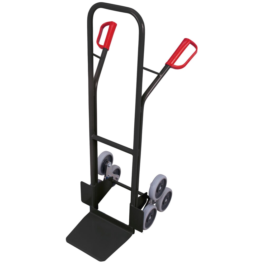 Carretilla de mano para escaleras VARIOfit® de acero, capacidad de carga de 200 kg, estrella de ruedas de 3 brazos, pala AnxF 320 x 245 mm, bandajes termoplásticos, gris antracita Imagen del producto: Carretilla de mano para escaleras VARIOfit® de acero, capacidad de carga de 200 kg, estrella de ruedas de 3 brazos, pala AnxF 320 x 245 mm, bandajes termoplásticos, gris antracita
