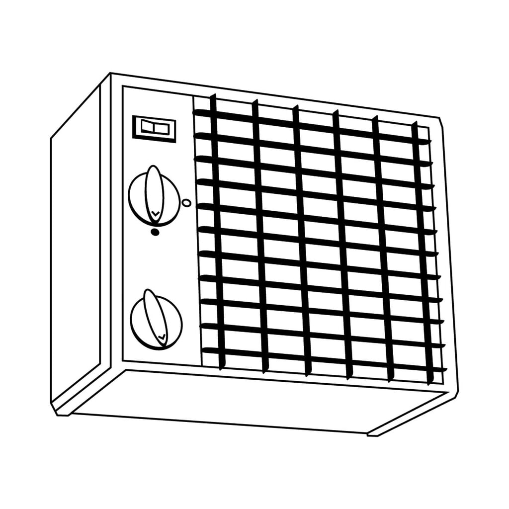Ventilador de calefacción industrial Cat para contenedor WGK 1-3, alto H x An x F 255 x 335 x 276 mm Imagen del producto: Ventilador de calefacción industrial Cat para contenedor WGK 1-3, alto H x An x F 255 x 335 x 276 mm