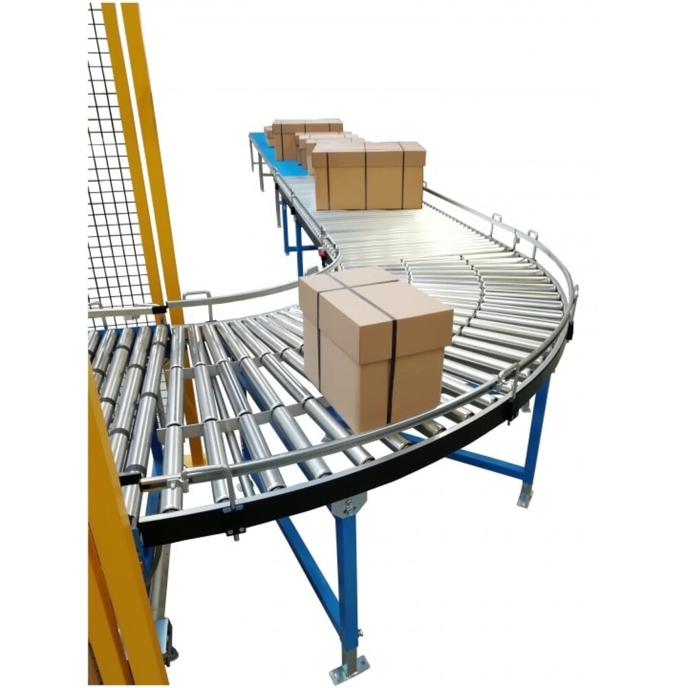 Número de imagen del producto 3: Transportador de rodillos Light, rodillos tubulares de acero, curva de 45°, ancho de banda 400 mm, distancia central 75 mm