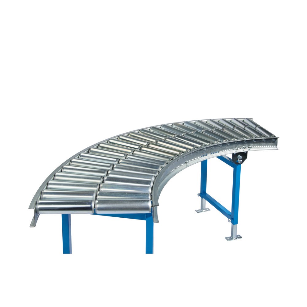 Imagen del producto: Transportador de rodillos Light, rodillos tubulares de acero, curva de 90°, ancho de banda 300 mm, distancia central 100 mm