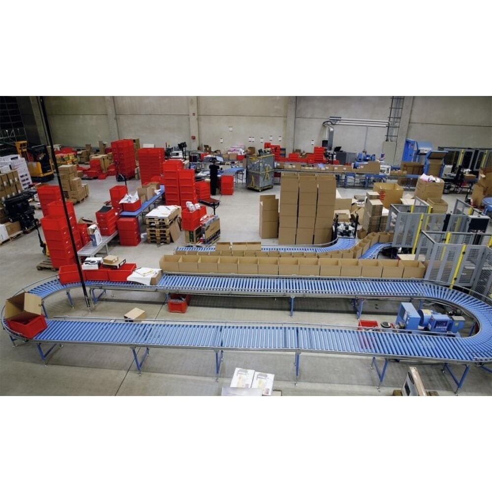 Número de imagen del producto 3: Vía de rodillos ligera, rodillos de plástico, curva 90°, ancho de vía 300 mm, distancia entre ejes 75 mm