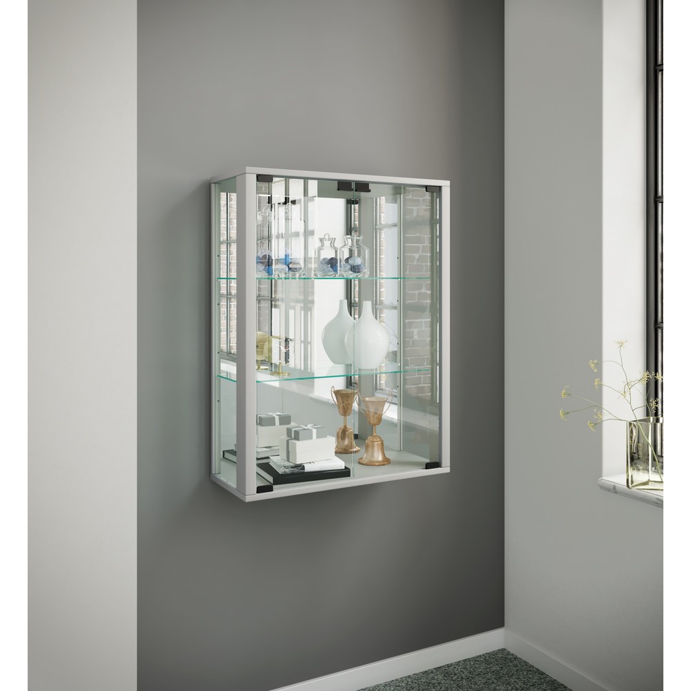 Número de imagen del producto 4: Vitrina de pared Udina con espejo, con iluminación LED, plateado