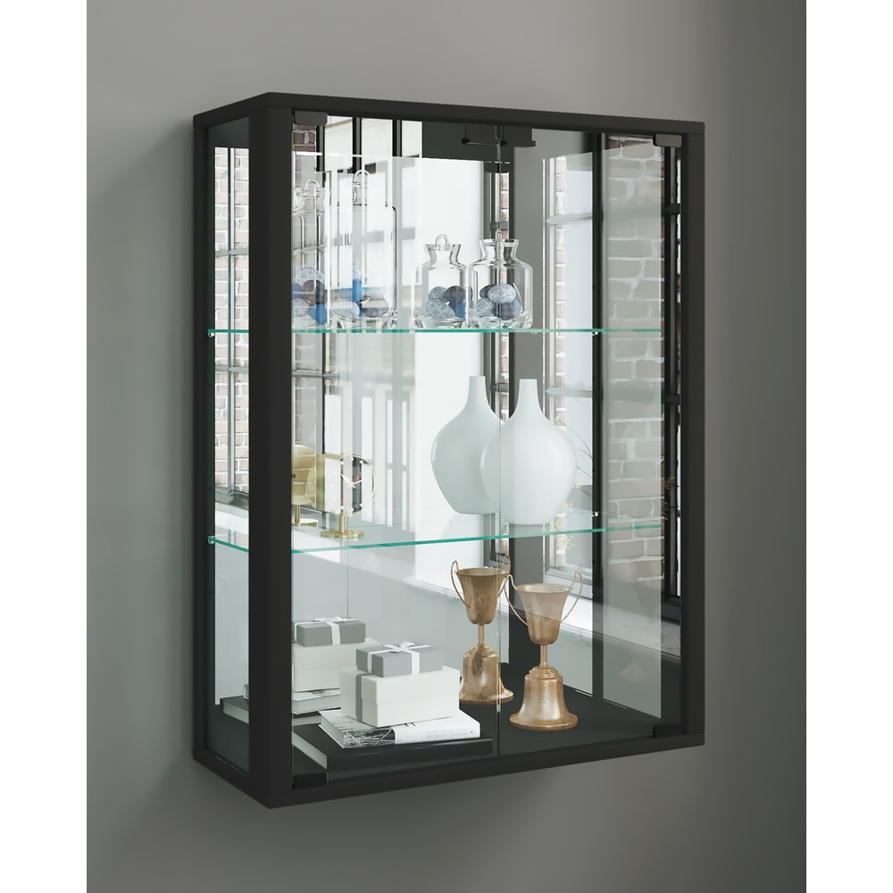 Número de imagen del producto 3: Vitrina de pared Udina con espejo, negro