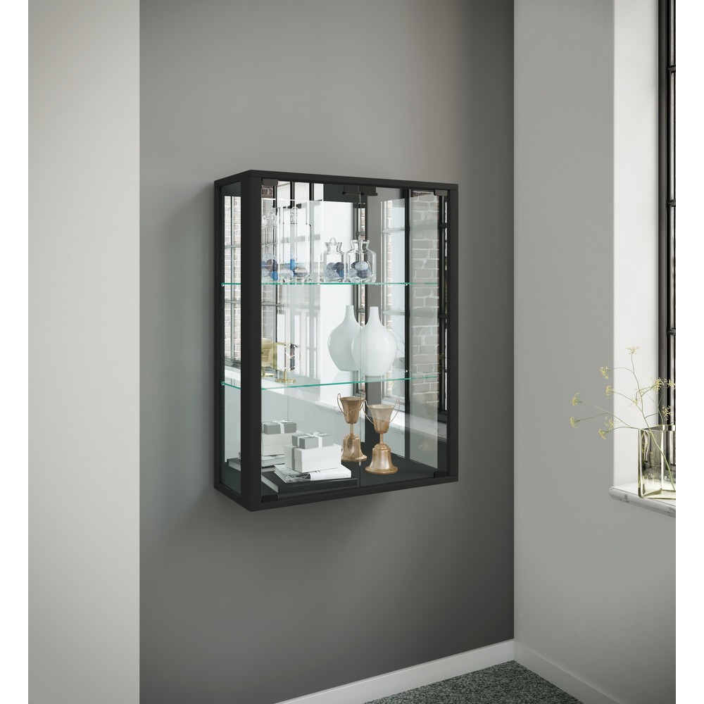 Número de imagen del producto 4: Vitrina de pared Udina con espejo, negro
