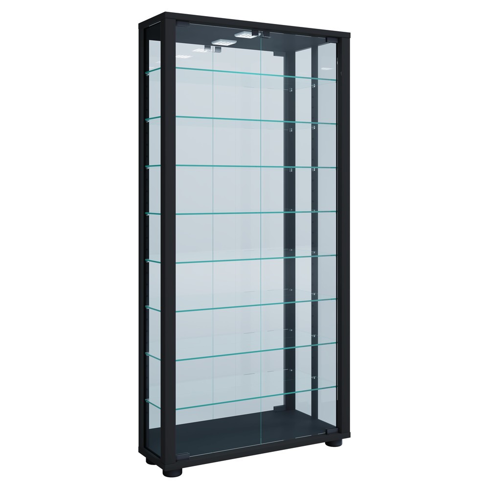 Imagen del producto: Vitrina vertical Lumo Maxi con espejo, con iluminación LED, negro