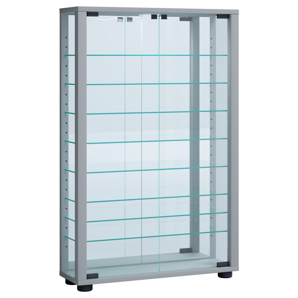 Imagen del producto: Vitrina vertical Lumo Mini con espejo, con iluminación LED, plateado