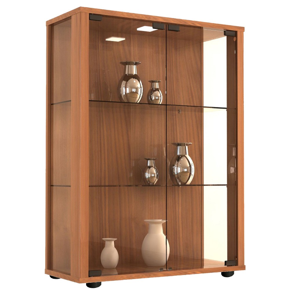 Número de imagen del producto 1: Vitrina vertical Sintalo, con iluminación LED, madera de la parte central del nogal