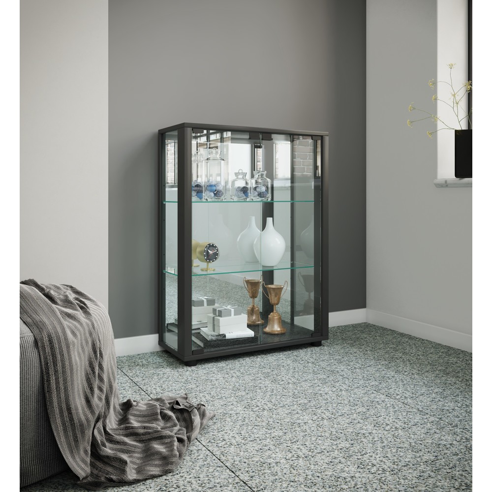 Número de imagen del producto 4: Vitrina vertical VCM Sintalo con espejo, incluye iluminación LED, negro