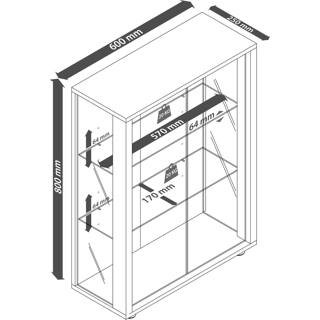 Número de imagen del producto 2: Vitrina vertical VCM Sintalo con espejo, haya